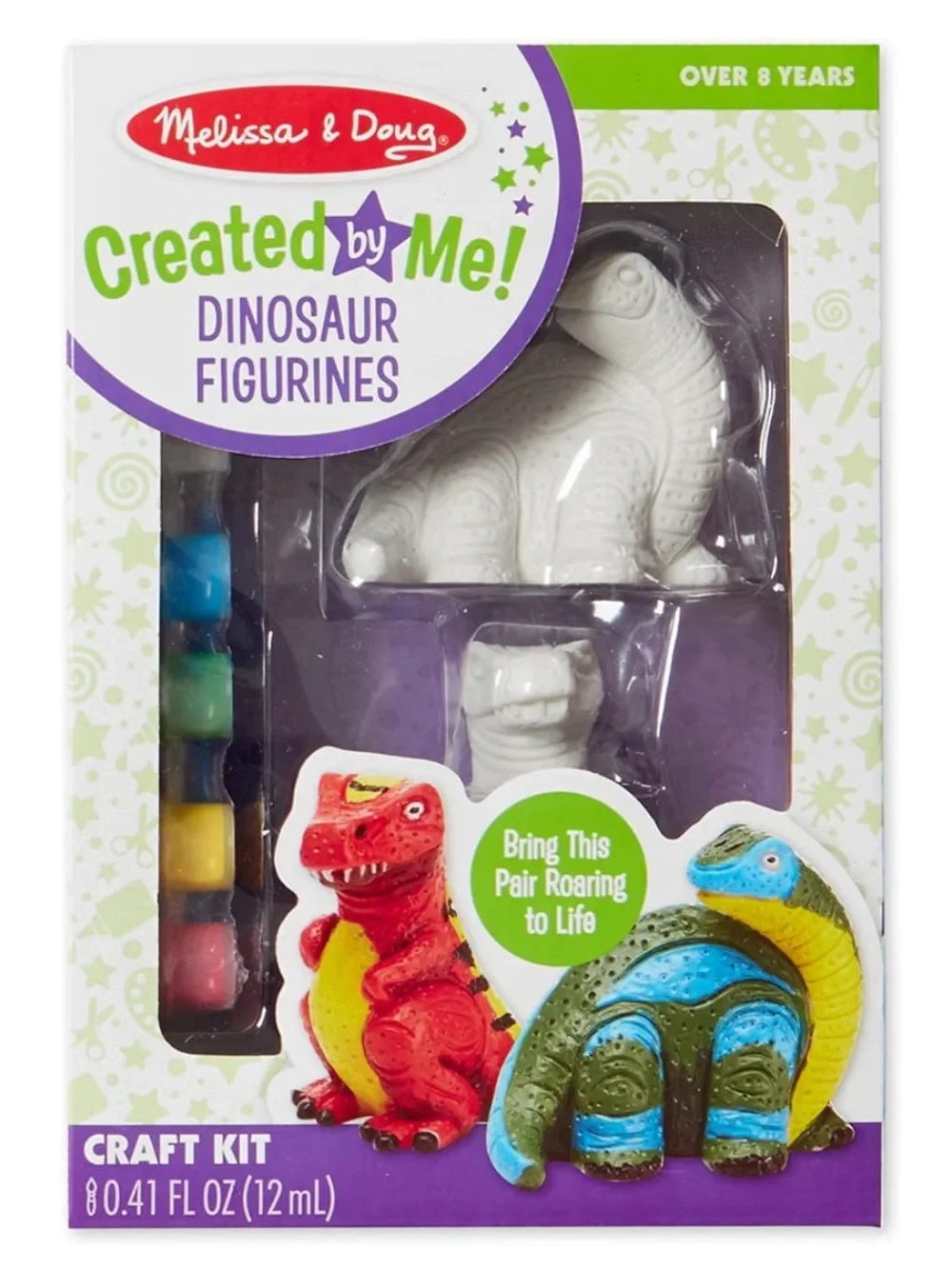 Melissa & Doug White Dinosaur Figurines Craft Kit with Paints